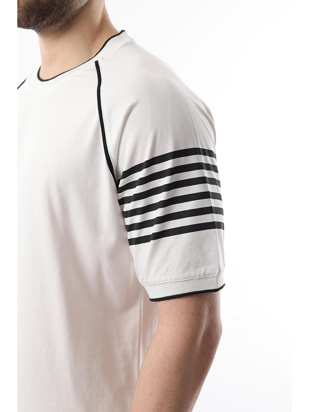 Ekru Baskılı Reglan Kol Erkek Şort T-Shirt %100 Pamuk Takımı E7306-4