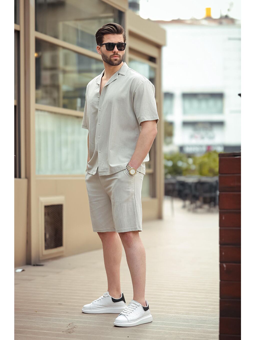 Mint Yeşili Basic Erkek Şort Takımı 6729-2