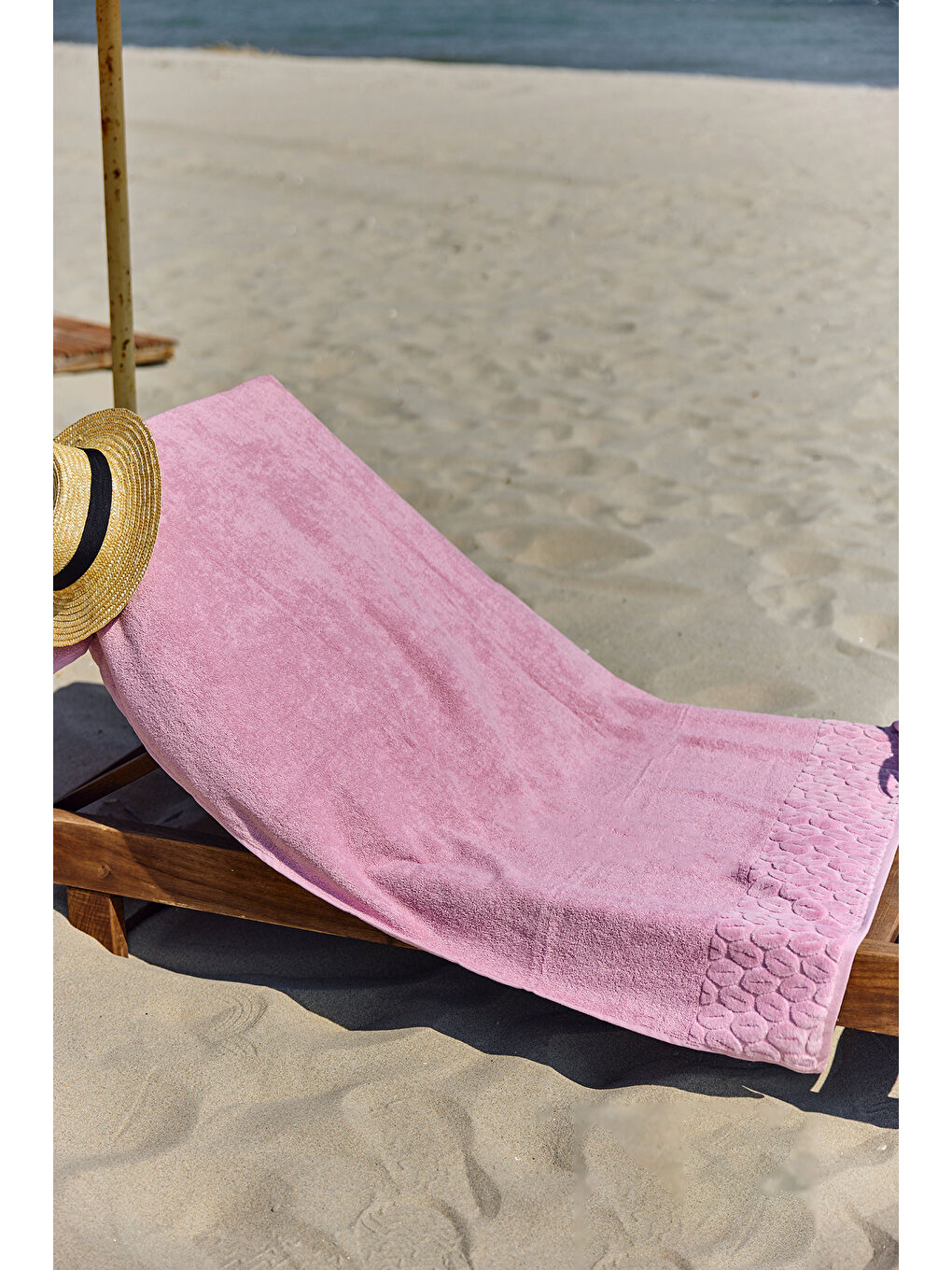 Pamuklu Deniz Havuz Plaj Banyo Havlusu 01 Pembe