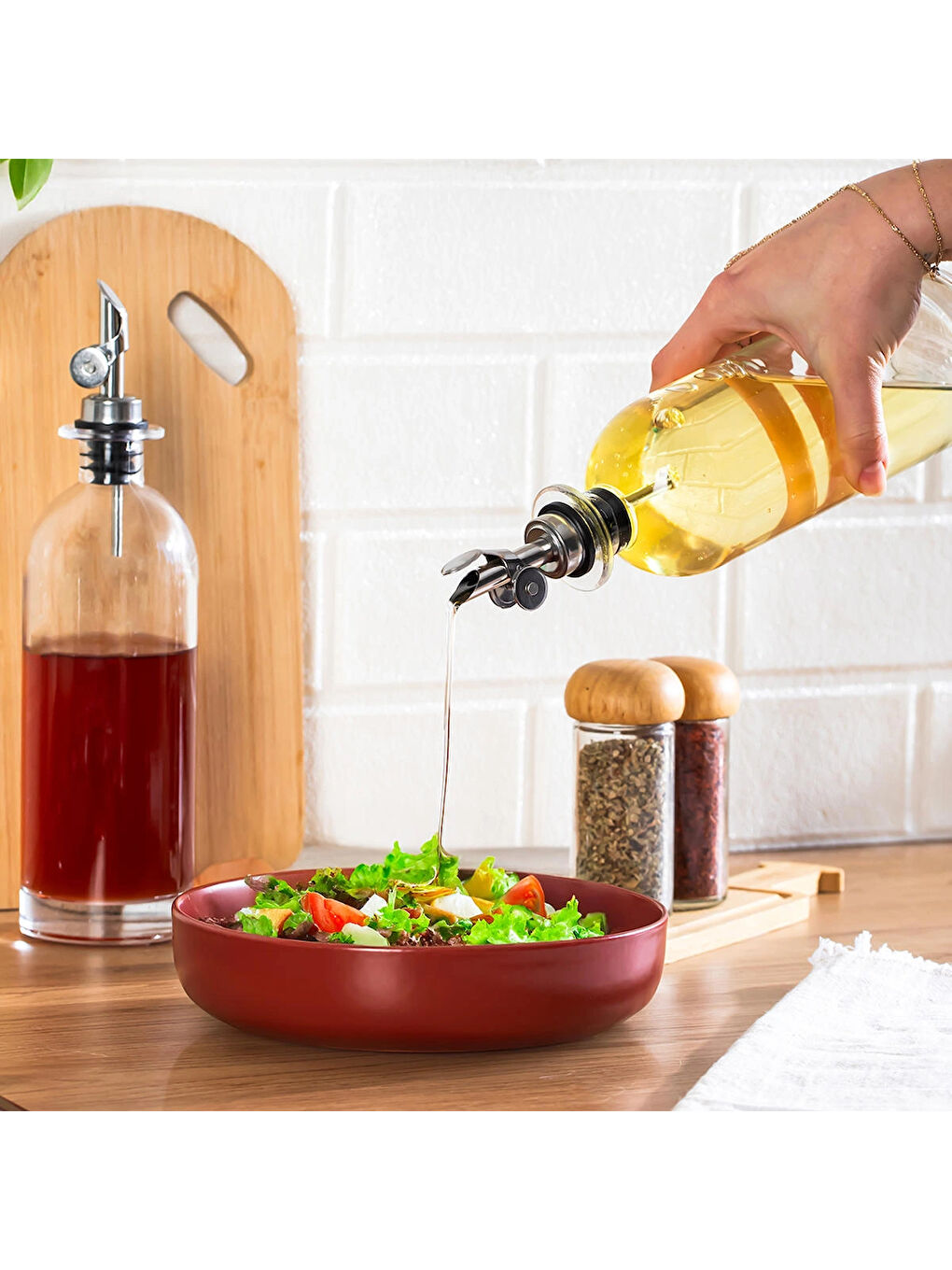 Renksiz 3890-1 Gümüş Sızdırmaz Kapaklı Cam Yağlık Sirkelik Yağdanlık 500 ml-1