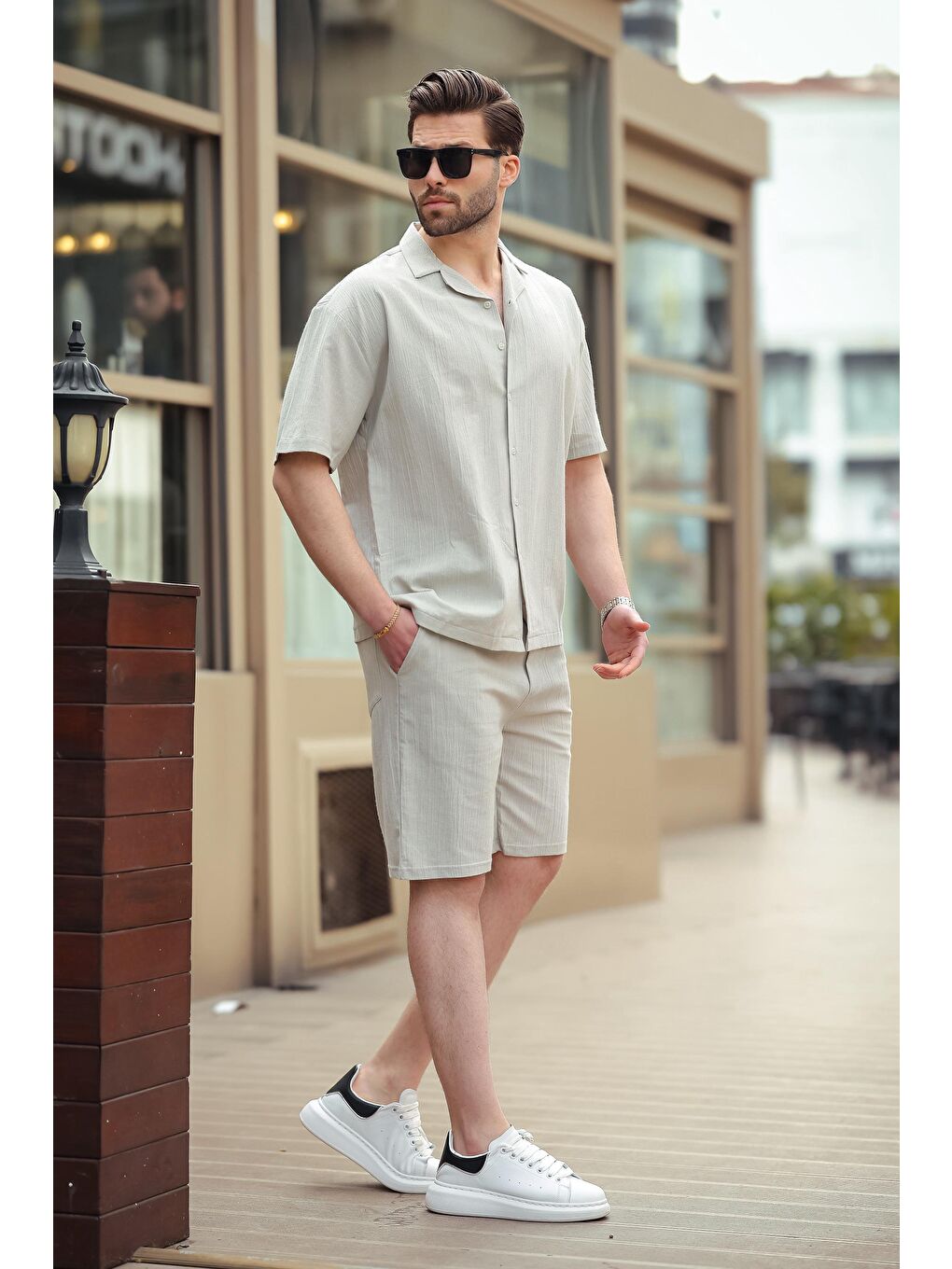 Mint Yeşili Basic Erkek Şort Takımı 6729-3