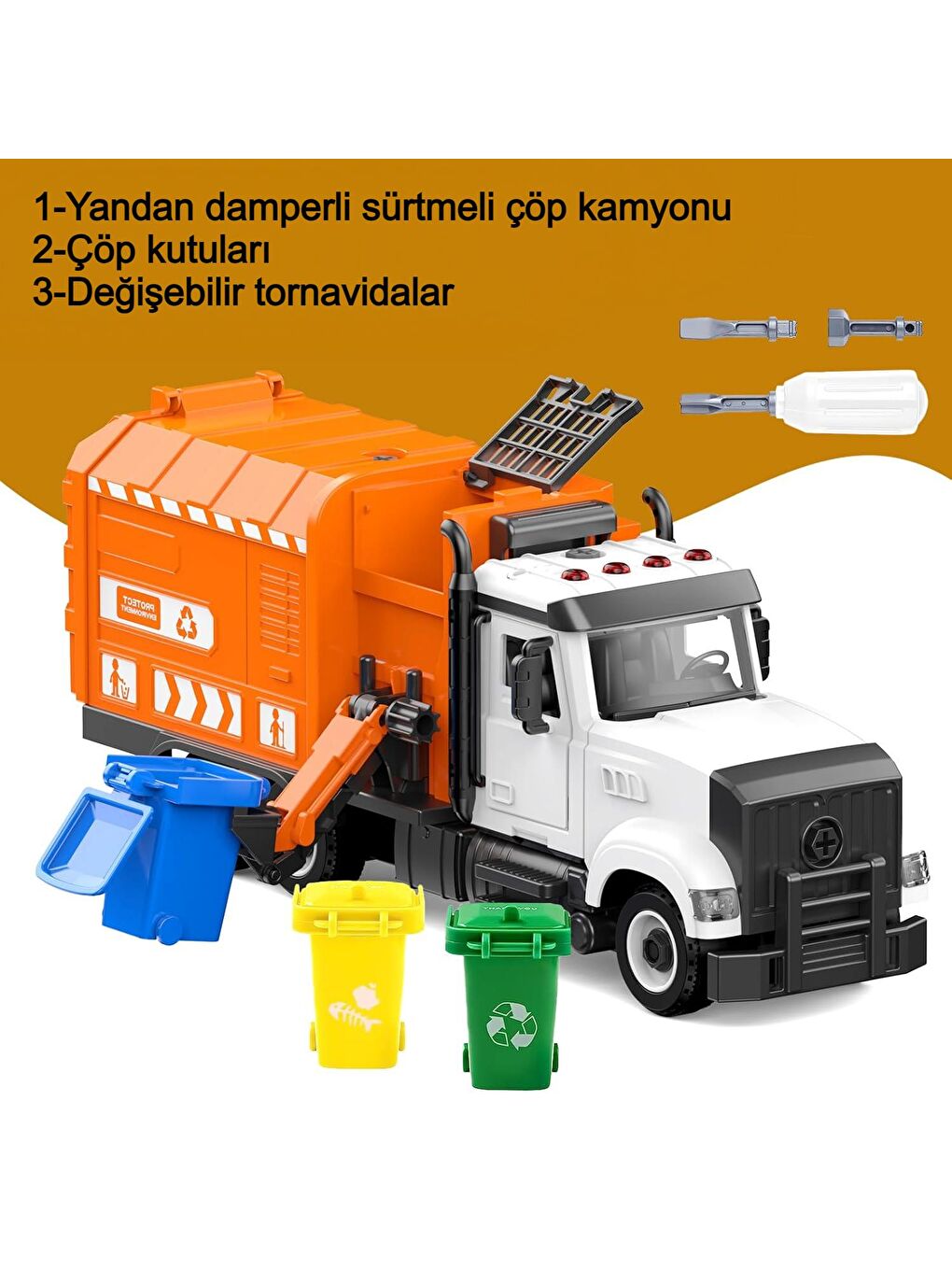 CToys Işıklı Sesli Sök Tak Oyuncak Çöp Kamyonu YW9083A GKO - 1