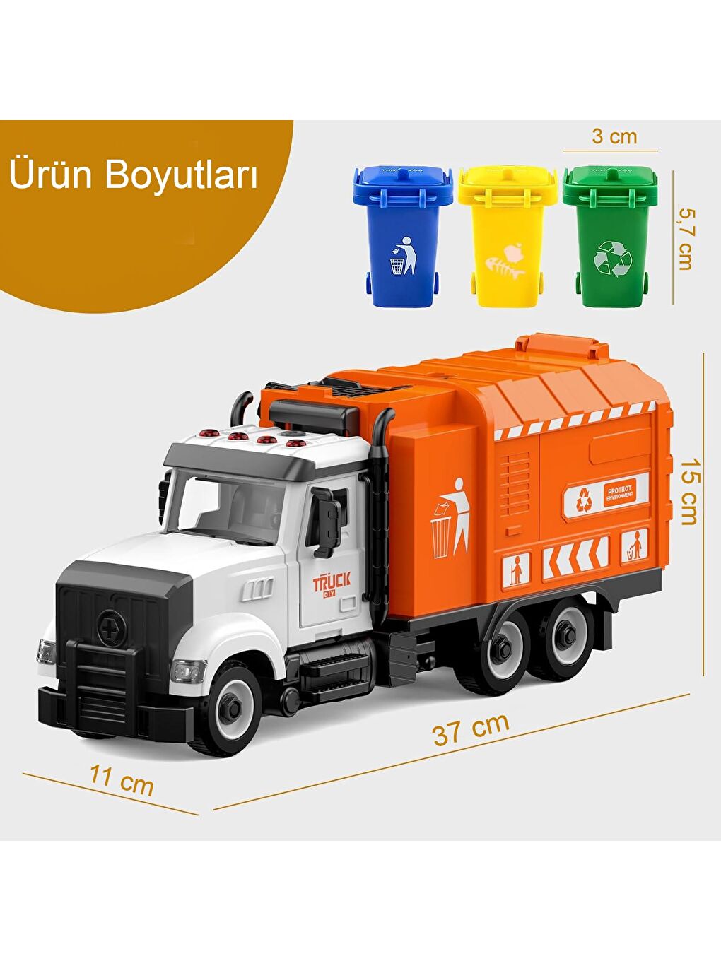 CToys Işıklı Sesli Sök Tak Oyuncak Çöp Kamyonu YW9083A GKO - 3