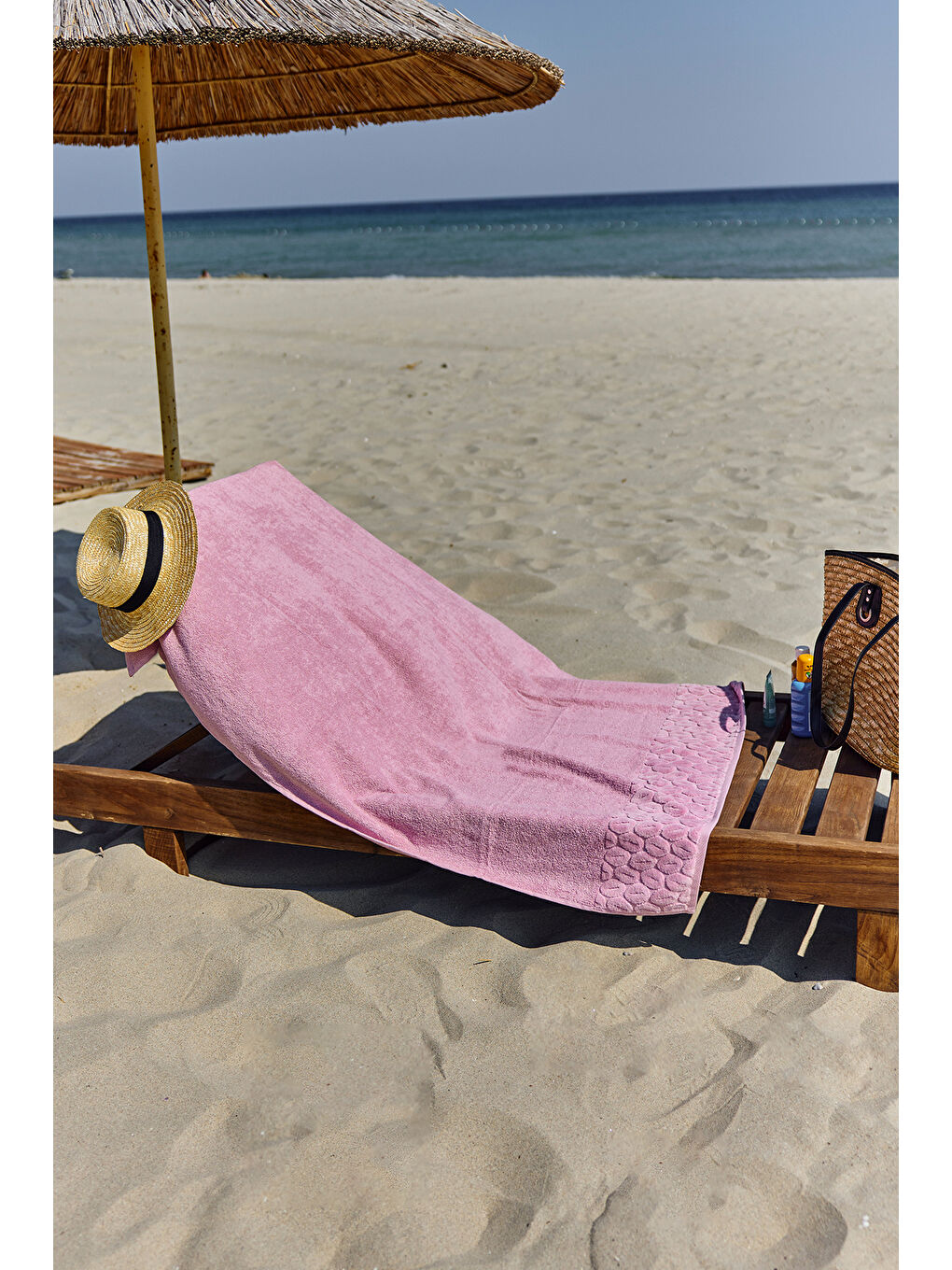 Pamuklu Deniz Havuz Plaj Banyo Havlusu 01 Pembe-1