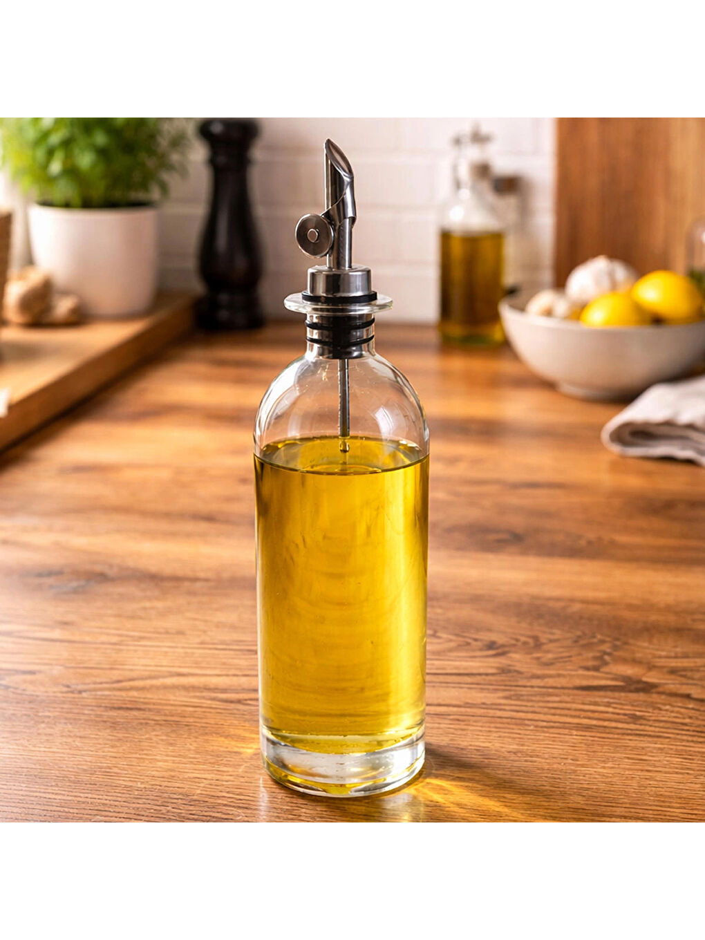 Renksiz 3890-1 Gümüş Sızdırmaz Kapaklı Cam Yağlık Sirkelik Yağdanlık 500 ml-2