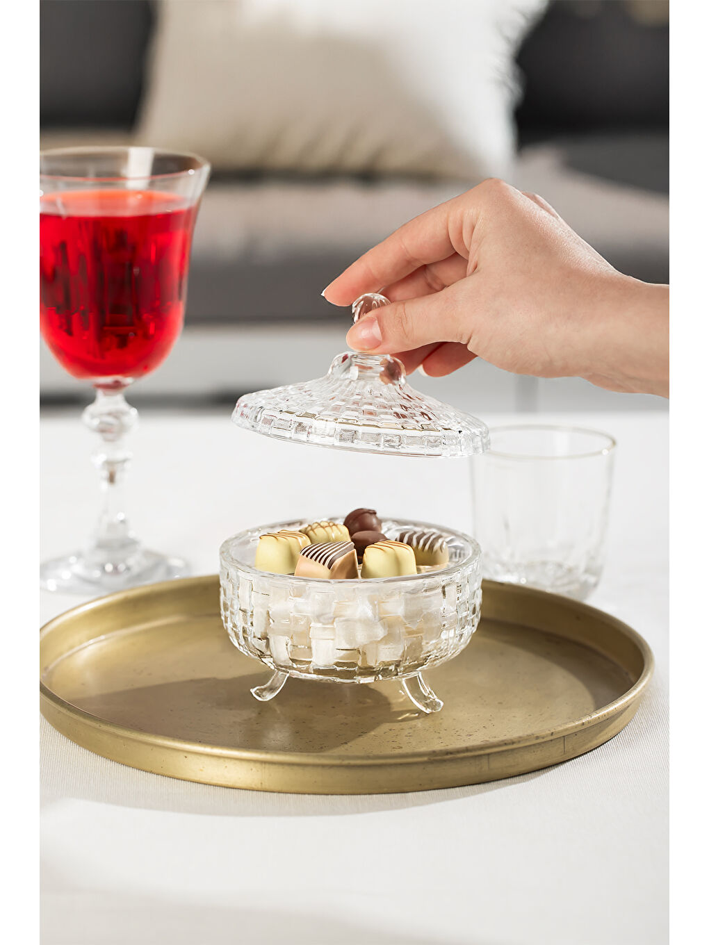 Renksiz Sd10-Fgy Ayaklı Kapaklı Cam Şekerlik Sunumluk 250cc-1