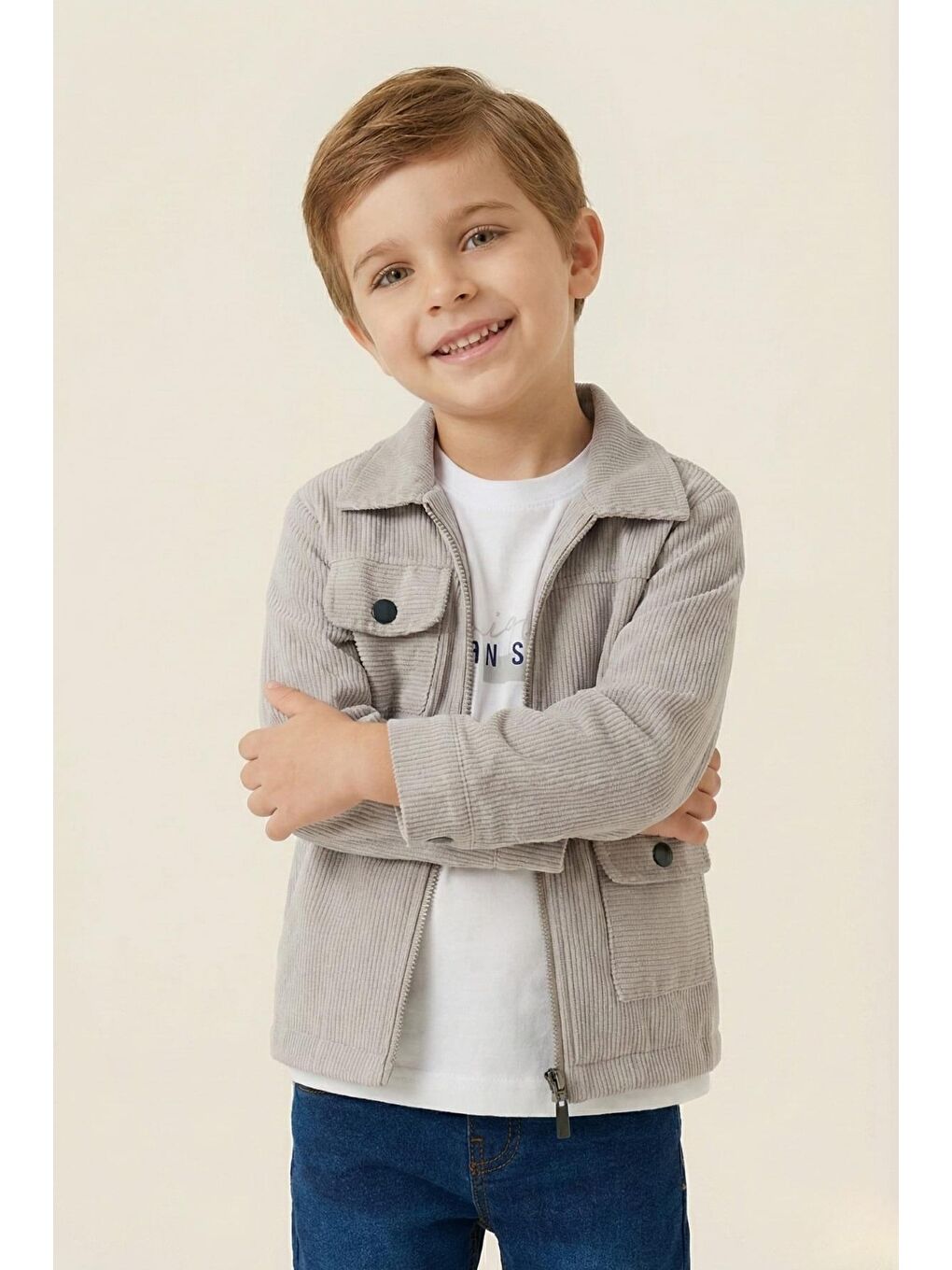 Erkek Çocuk Ceketli 3'Lü Takım  - Gri-1