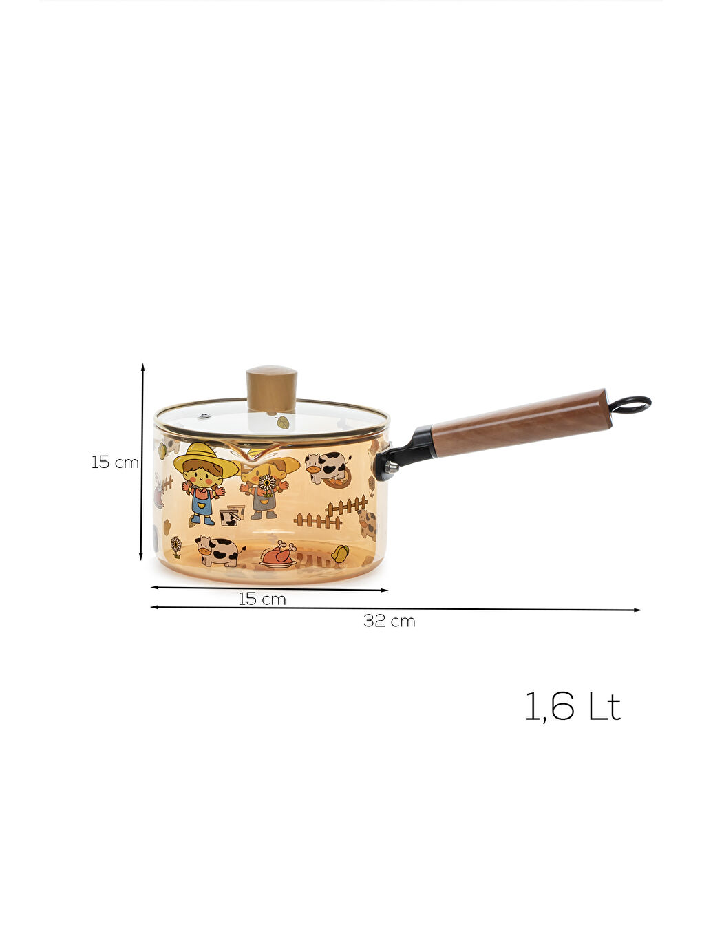 Renksiz NSMBG Ahşap Saplı Isıya Dayanıklı Cam Tencere Süt Potu Borosilikat Cam Tencere 1600cc-3