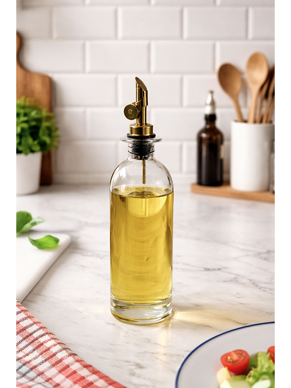 Renksiz 3890 Gold Sızdırmaz Kapaklı Cam Yağlık Sirkelik Yağdanlık 500 ml-3