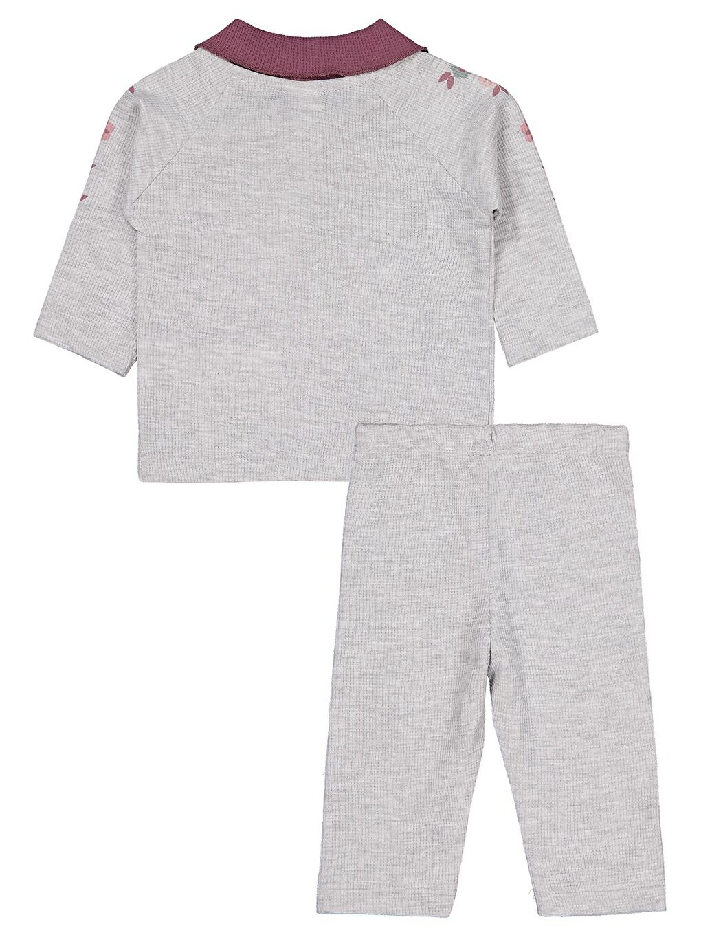 Baby Kol Çiçek Baskılı 6-18 Ay Takım - Gri 9-12 Ay-2