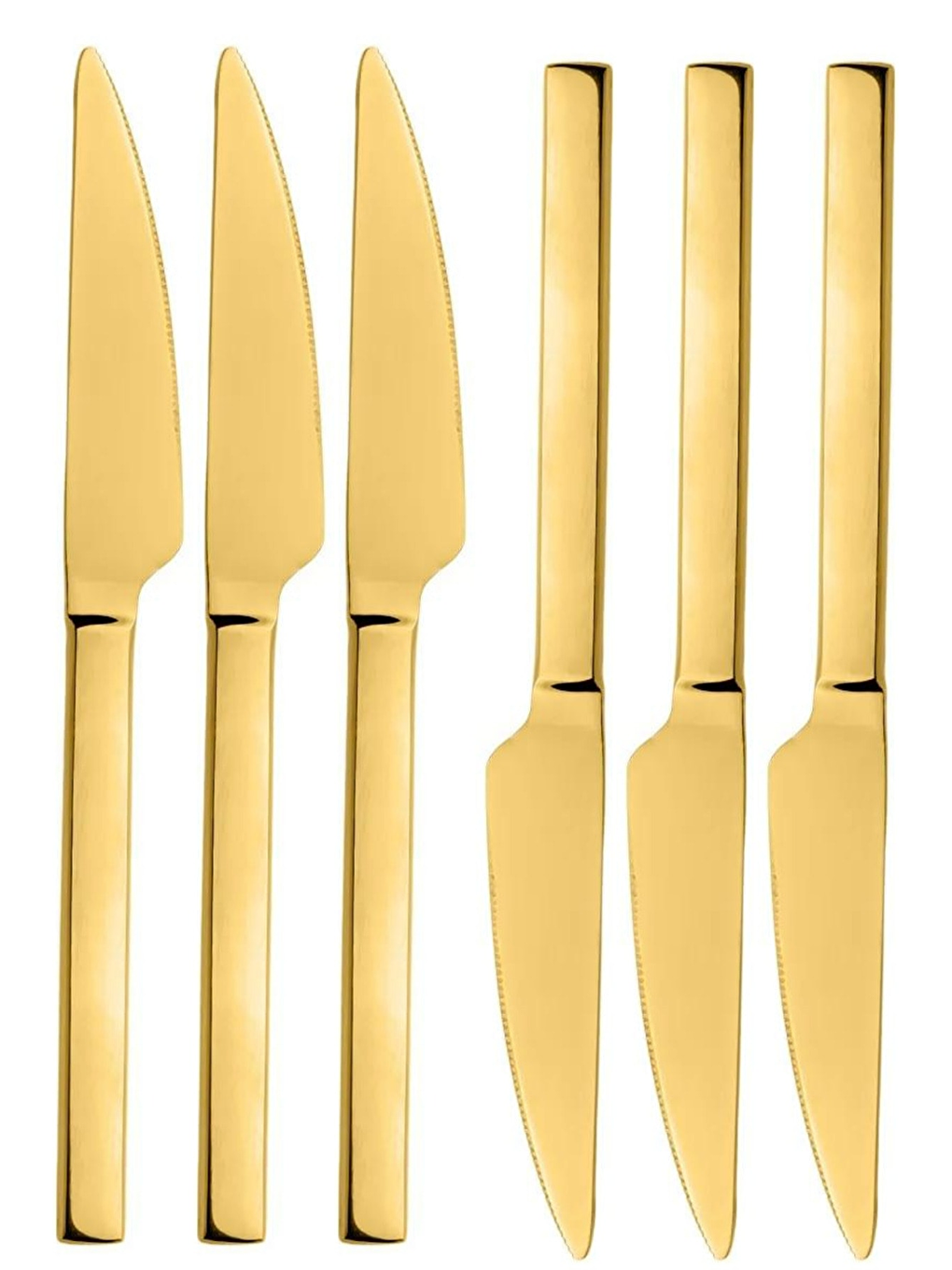 Sarı Parlak Gold Yemek Bıçağı Seti 6 Adet-1