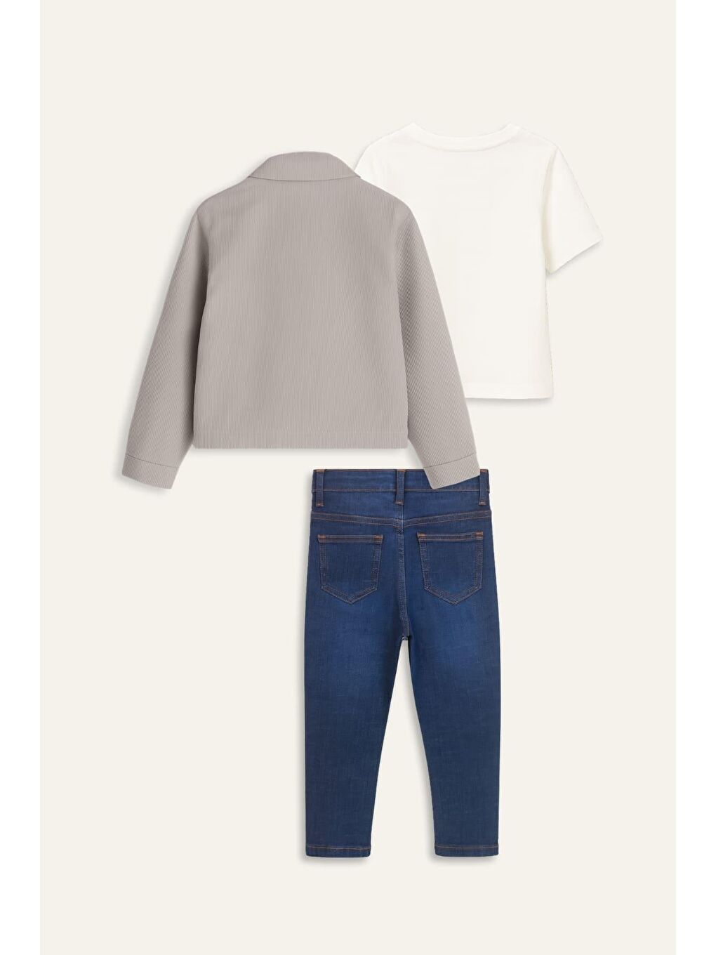 Erkek Çocuk Ceketli 3'Lü Takım  - Gri-4
