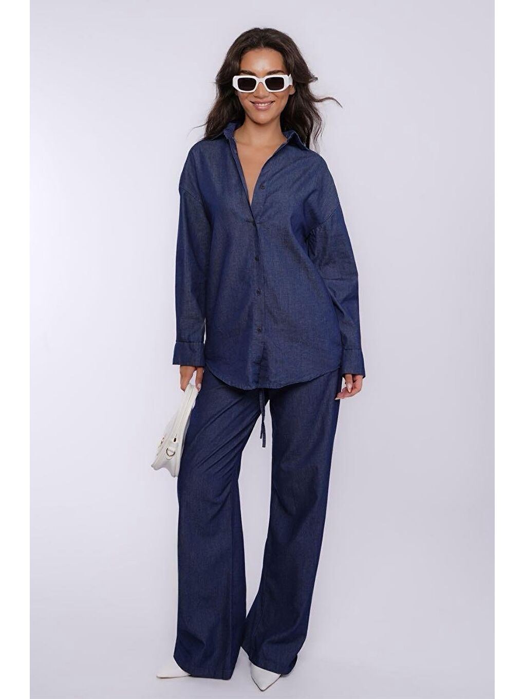 Mavi Basic Kadın Gömlek Pantolon İkili Takım Mg2383