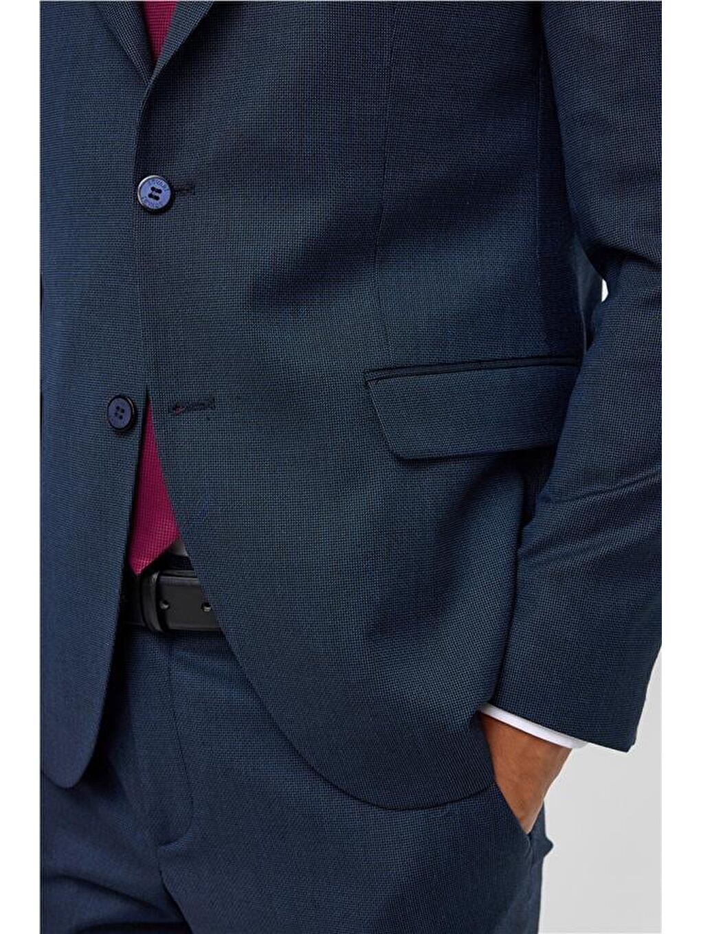 Lacivert Slim Desenli Mono Yaka 6 Drop Takım Elbise-5