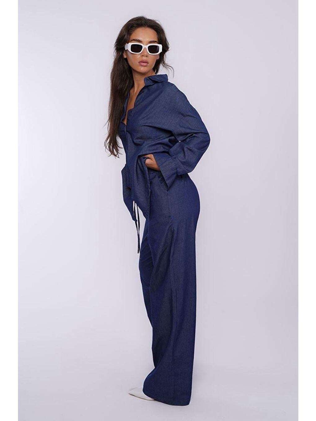 Mavi Basic Kadın Gömlek Pantolon İkili Takım Mg2383-2