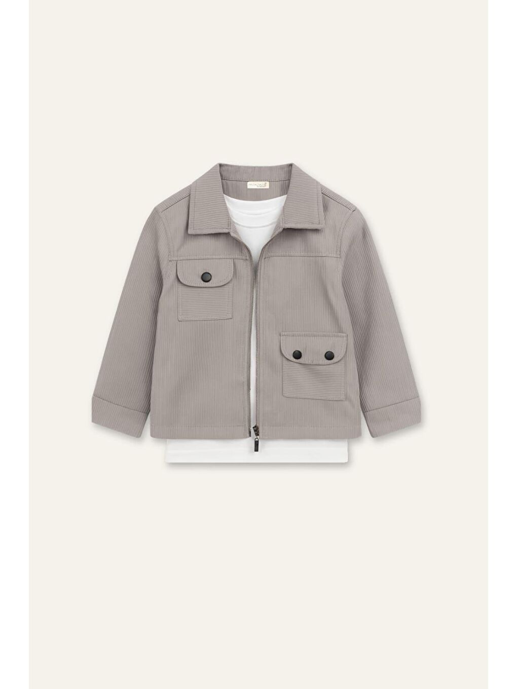 Erkek Çocuk Ceketli 3'Lü Takım  - Gri-5