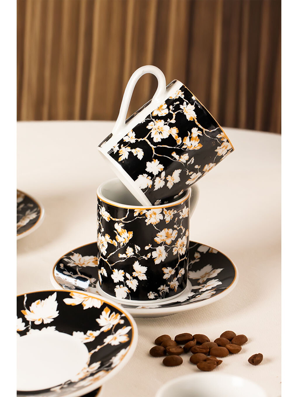 Karışık Sd-210-3 Altın Yaldızlı Porselen 6 Kişilik Fincan Takımı-100ml-2