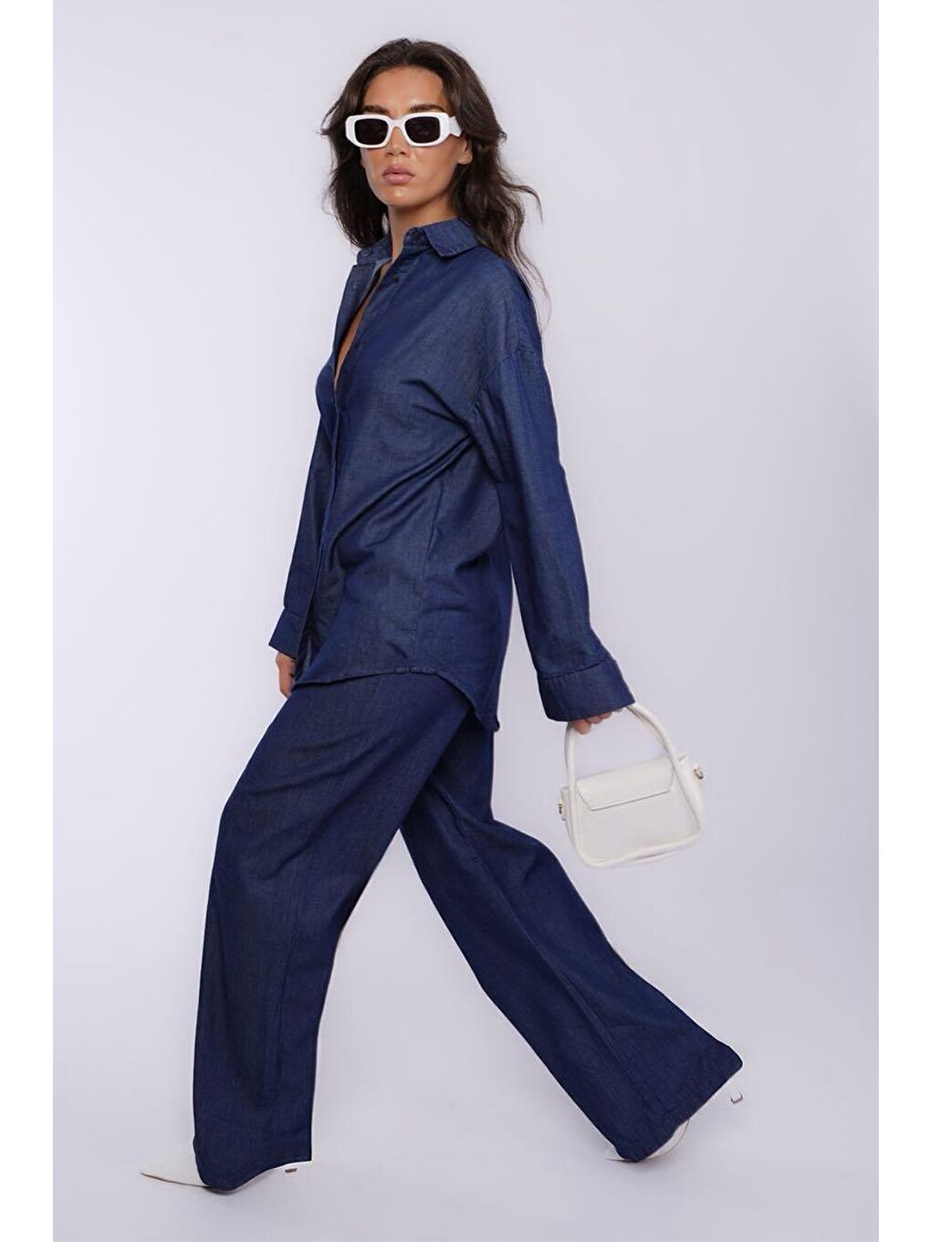 Mavi Basic Kadın Gömlek Pantolon İkili Takım Mg2383-4