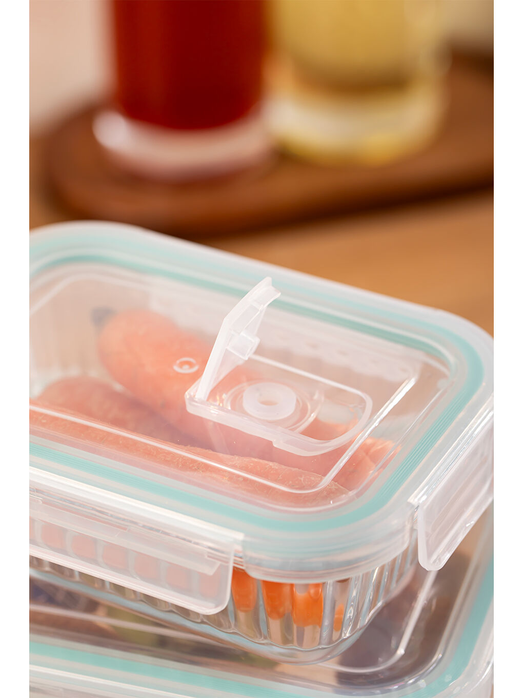 Renksiz SD-12-FGY Kilitli Kapaklı Hava Tahliye Contalı 3lü Yiyecek Saklama Kabı Seti 1030-620-330ml-1