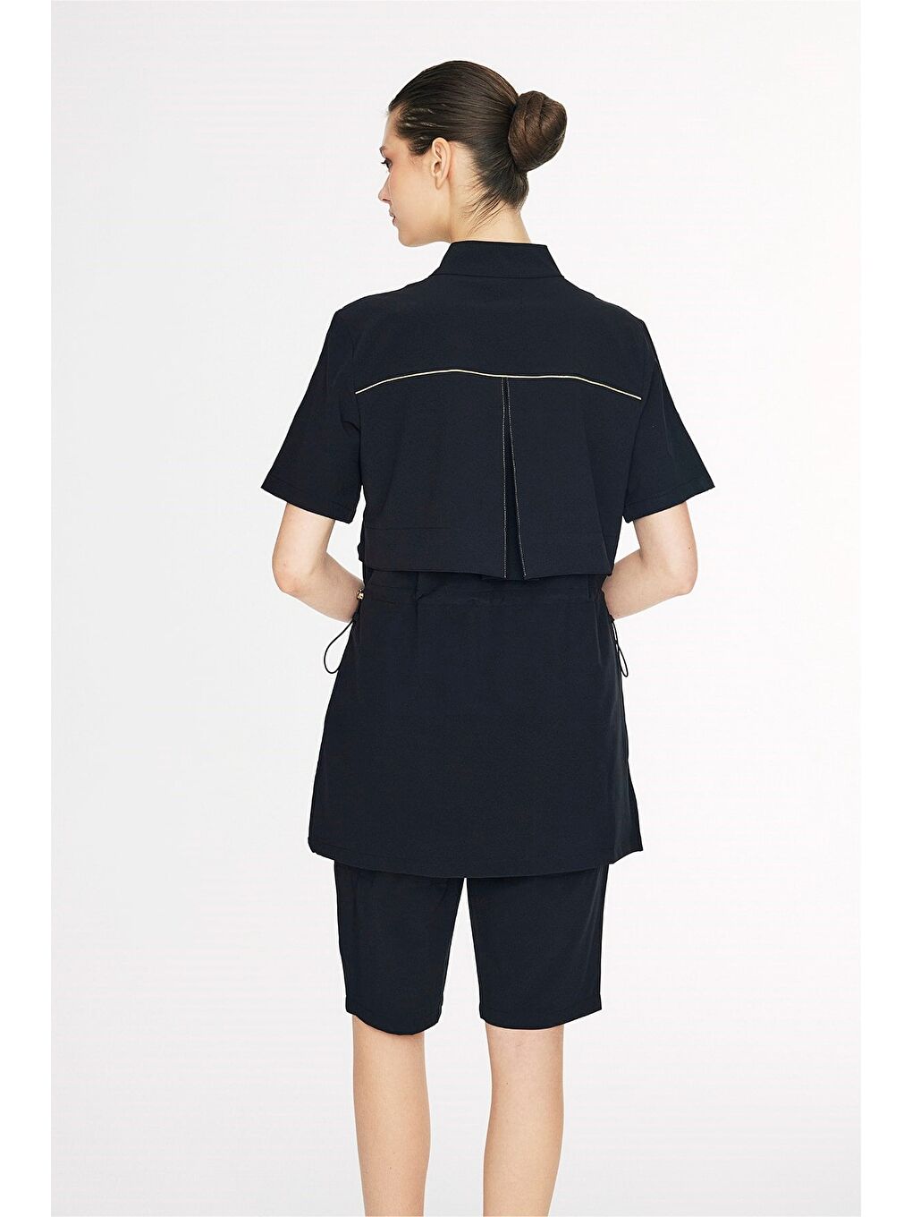 Vaha Koleksiyonu Eteği Desenli Siyah 5 Parça Yarı Kapalı Mayo Takımı 5085-6