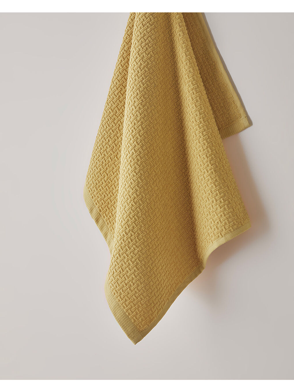 Sarı Grid Pamuk Yüz Havlusu 50x70 cm Hardal-1