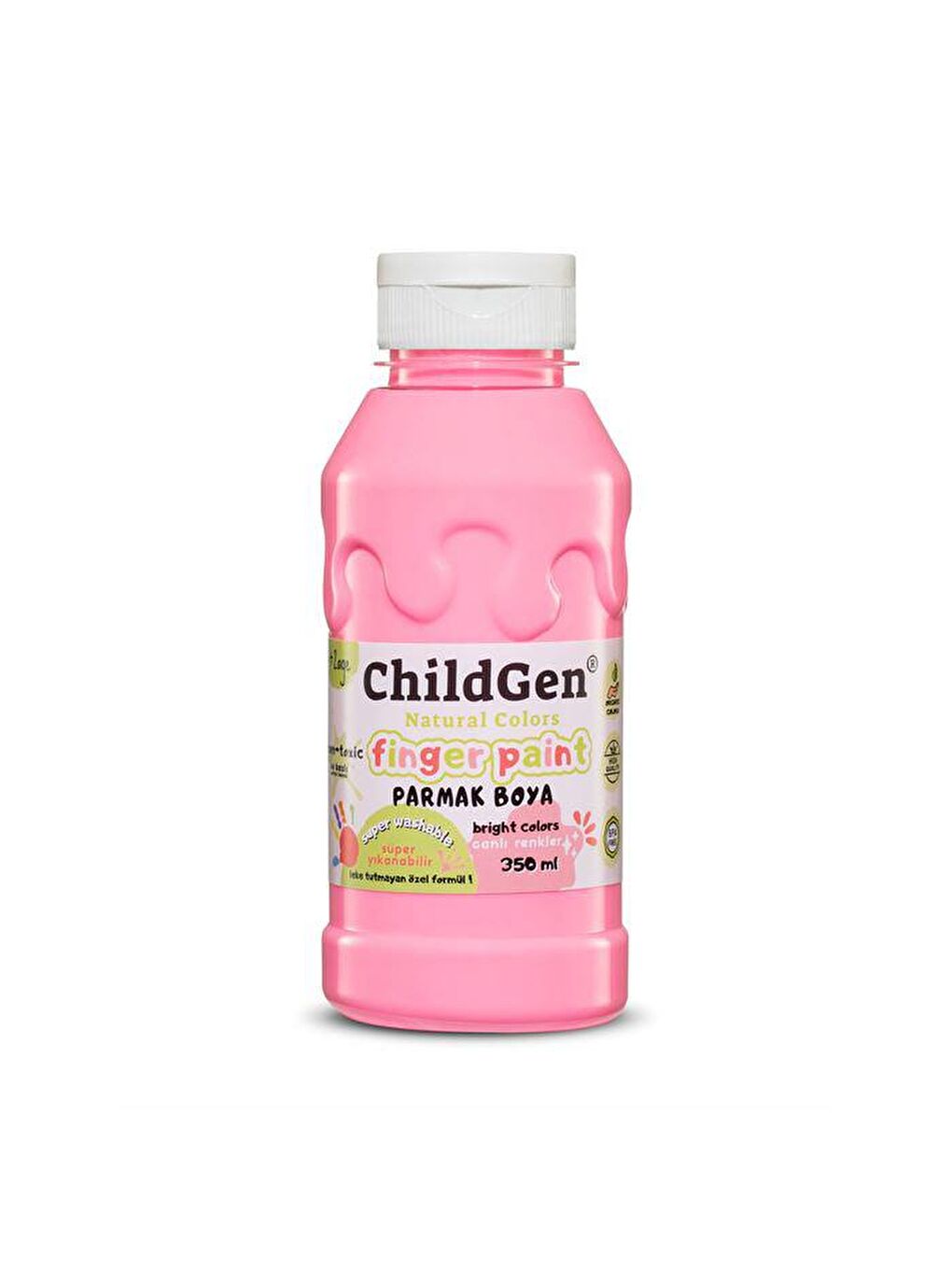 ChildGen Pembe Süper Yıkanabilir Parmak Boya 350ml - Pembe