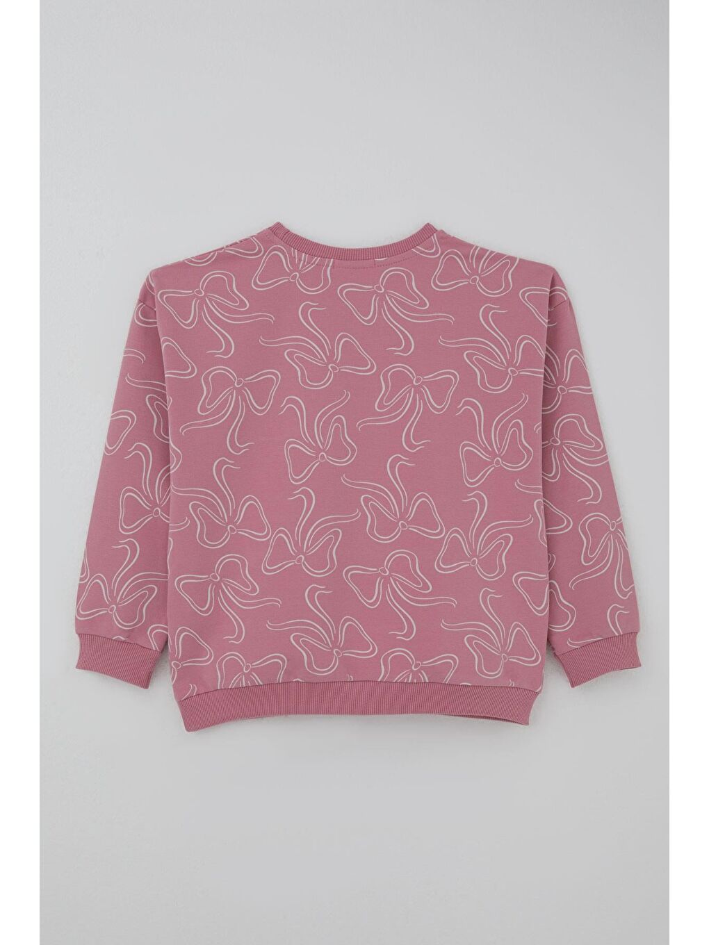 Kız Çocuk Eşofman Takımı Fiyonk Desenli Bağcık Aksesuarlı Pembe (4-8 Yaş)-4