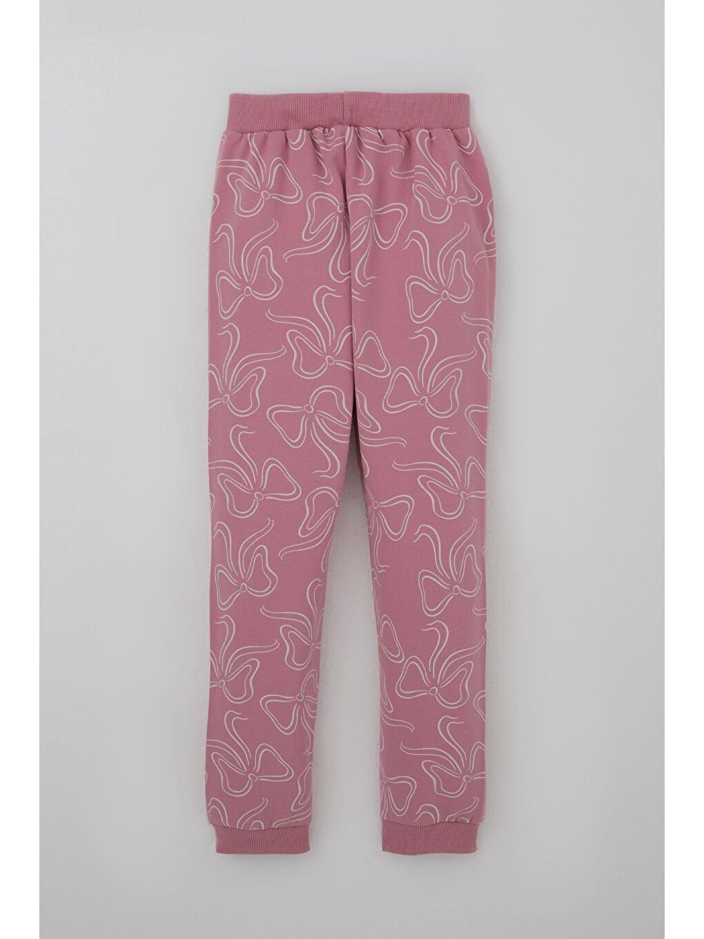 Kız Çocuk Eşofman Takımı Fiyonk Desenli Bağcık Aksesuarlı Pembe (4-8 Yaş)-5