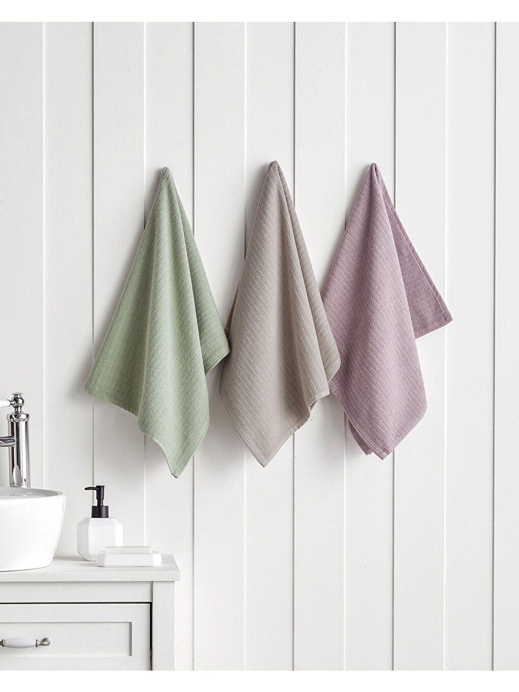 Pembe Stripe Pamuk Yüz Havlusu 50x70 cm Gül Kurusu-3