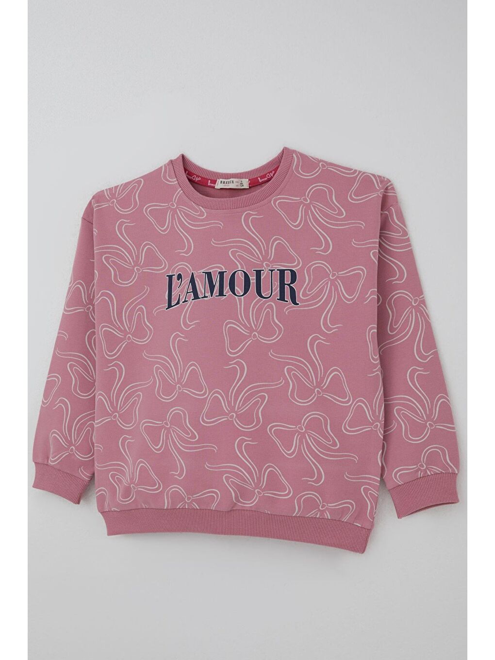 Kız Çocuk Eşofman Takımı Fiyonk Desenli Bağcık Aksesuarlı Pembe (4-8 Yaş)-6