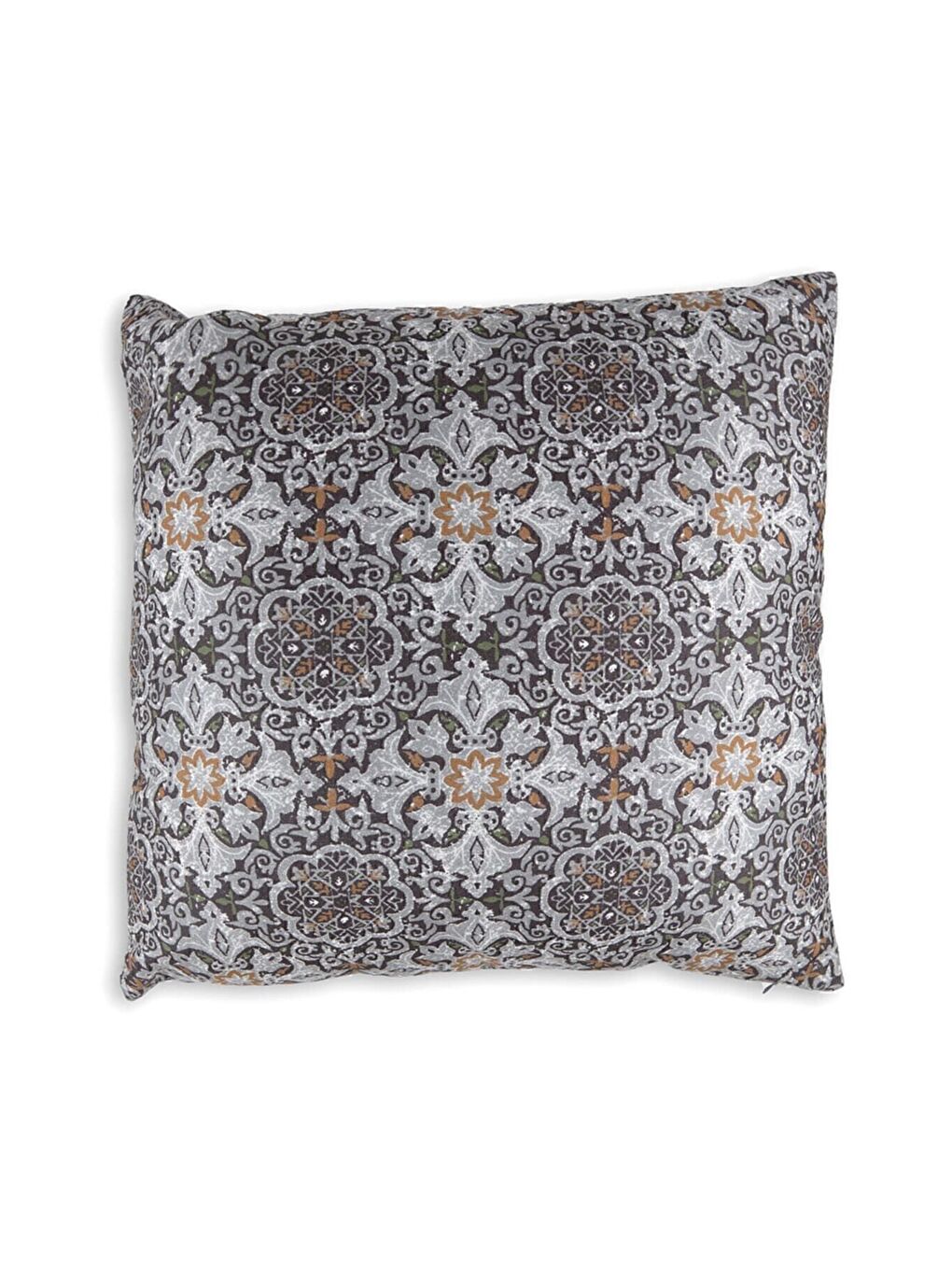 Antrasit Desenli Kırlent Kılıfı Dekoratif Etnik Ikat Damask Inta 792-1