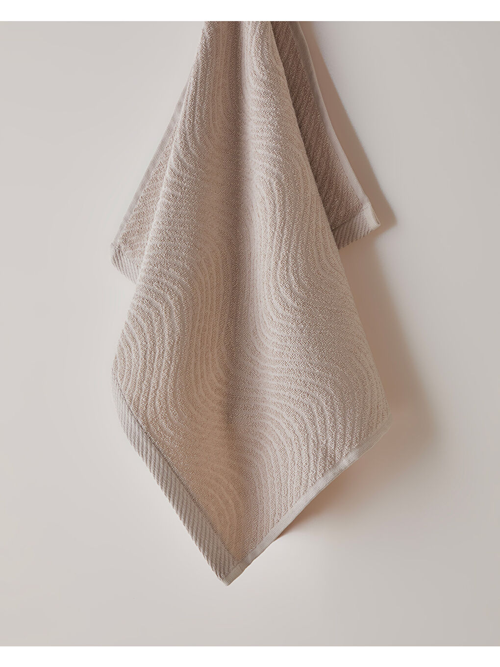Wave Pamuk Yüz Havlusu 50x70 cm Açık Bej-1