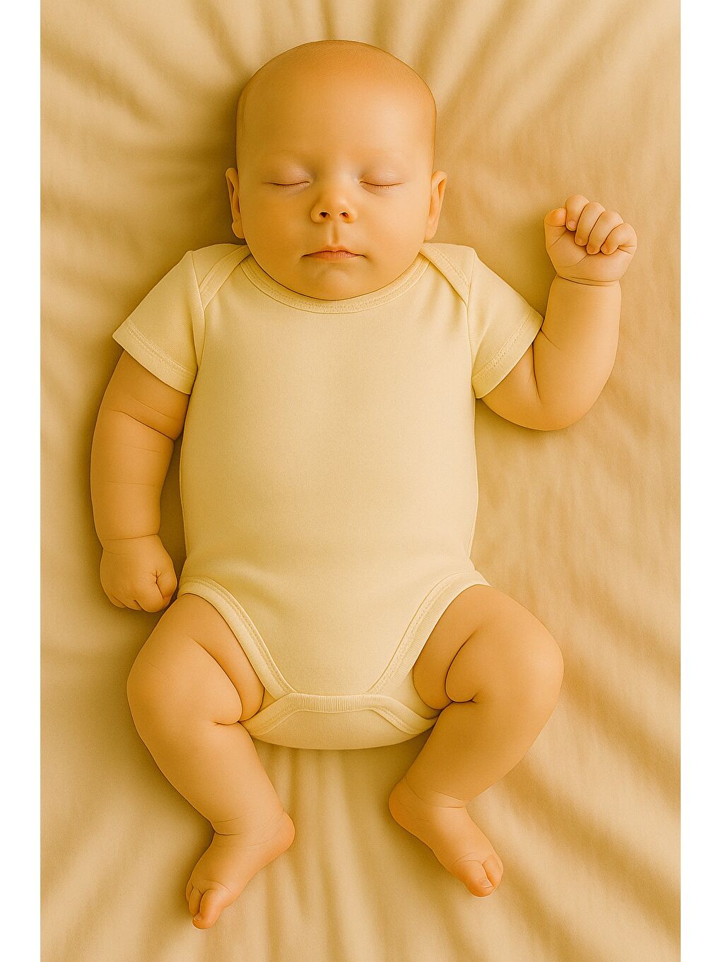 Ekru Unisex Bebek Organik Pamuklu Çıtçıtlı Kısa Kollu Zıbın Body 0-12 Ay-1