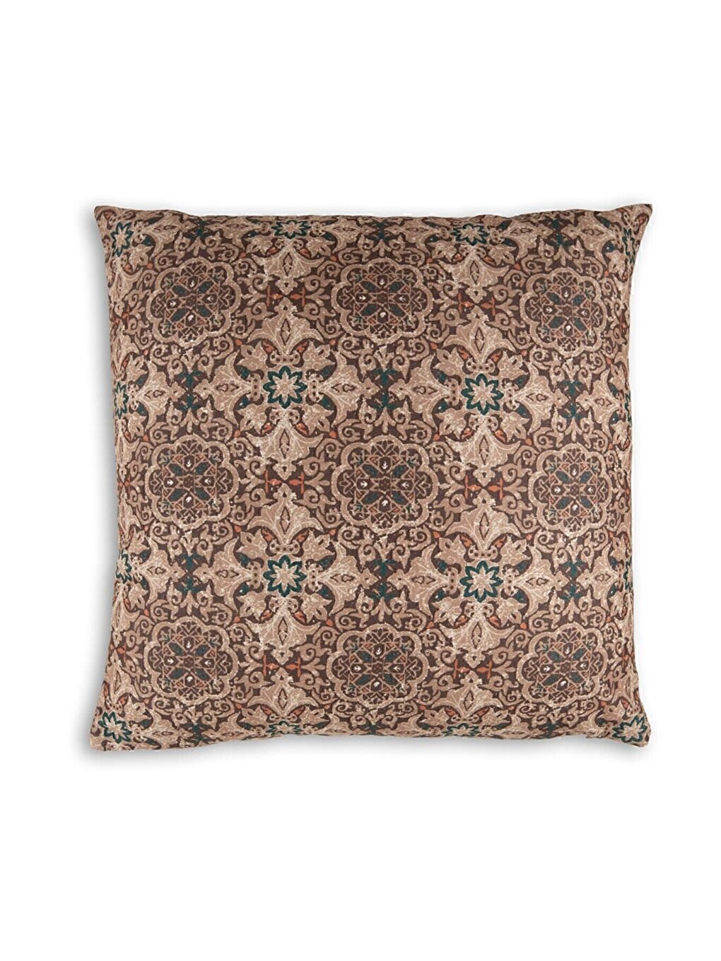Kahverengi Desenli Kırlent Kılıfı Dekoratif Etnik Ikat Damask Inta 192-1