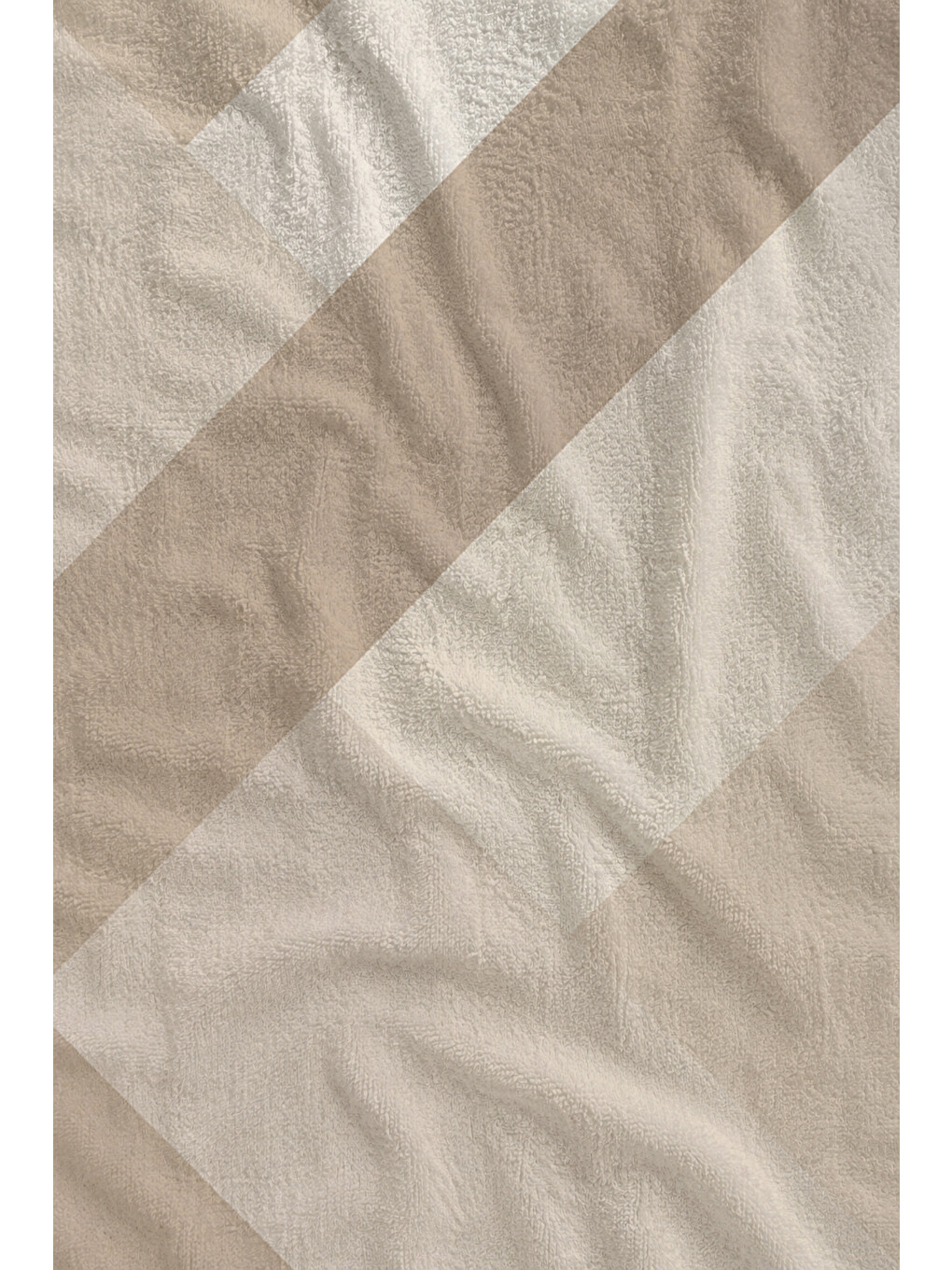 Modern Krem Bej Geometrik Kavisli Soyut Desenli 70x150 Plaj Havlusu - Pamuklu Banyo Havlusu-2