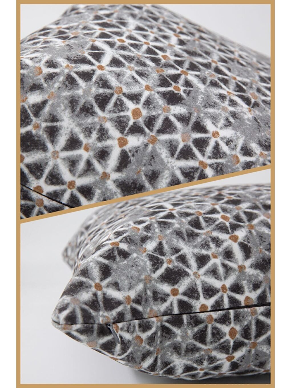 Gri Desenli Kırlent Kılıfı Dekoratif Etnik Ikat Damask Inta 791-3