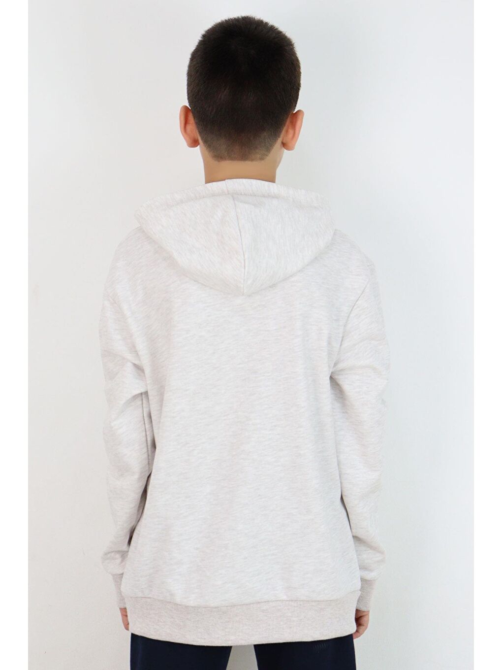 Erkek Çocuk Sweatshirt A Harfi Yazı Nakış Armalı Bej Melanj (9-14 Yaş)-2