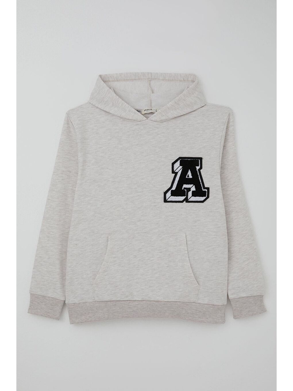 Erkek Çocuk Sweatshirt A Harfi Yazı Nakış Armalı Bej Melanj (9-14 Yaş)-3