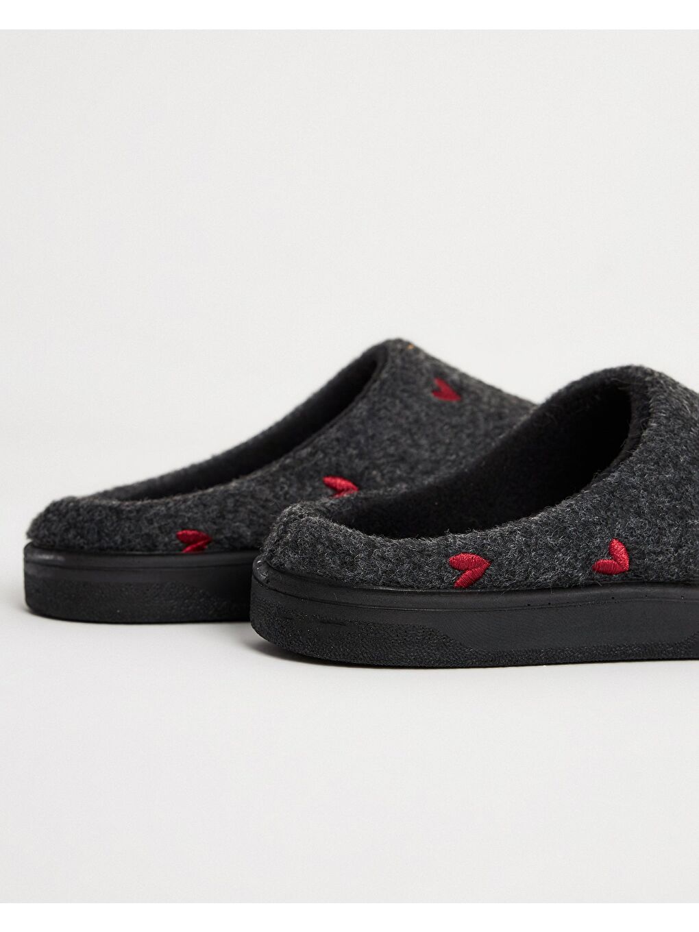 Antrasit Kadın Kalp Desenli Ev İçi Ayakkabı - Herz-4