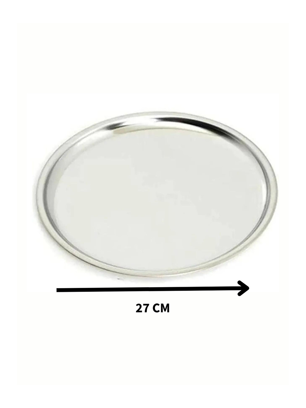 Gri Paslanmaz Çelik 4 Adet 27 cm Yuvarlak Servis Tabağı-1