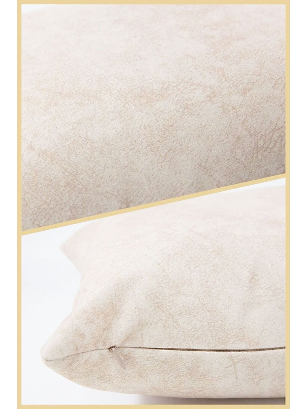 Ekru Krem Kırlent Kılıfı Dekoratif Kadifemsi Etnik Inta 101-4