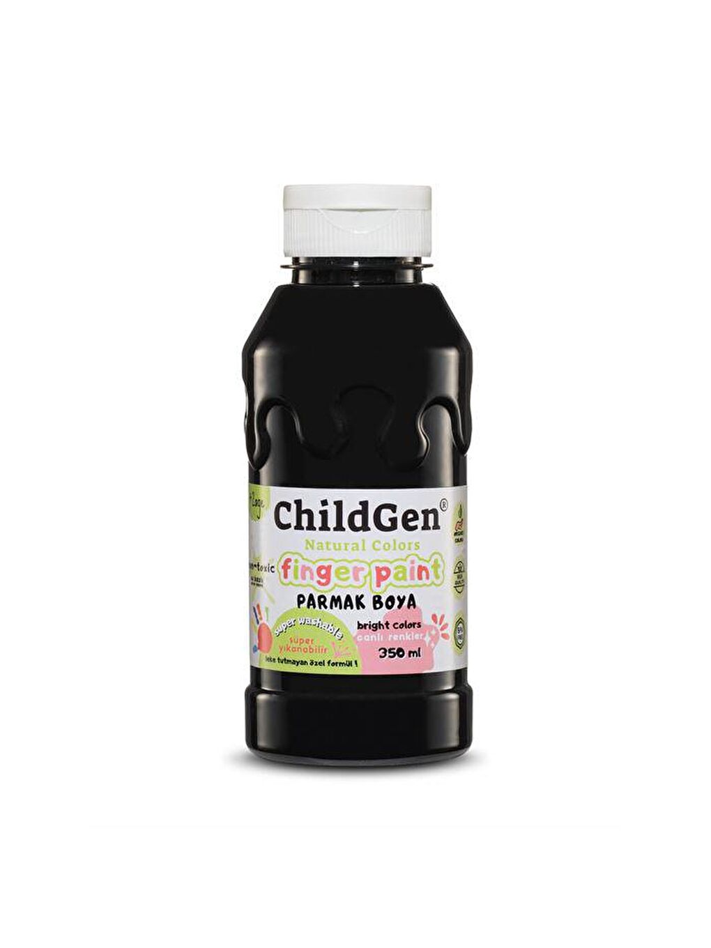 ChildGen Siyah Süper Yıkanabilir Parmak Boya 350ml - Siyah