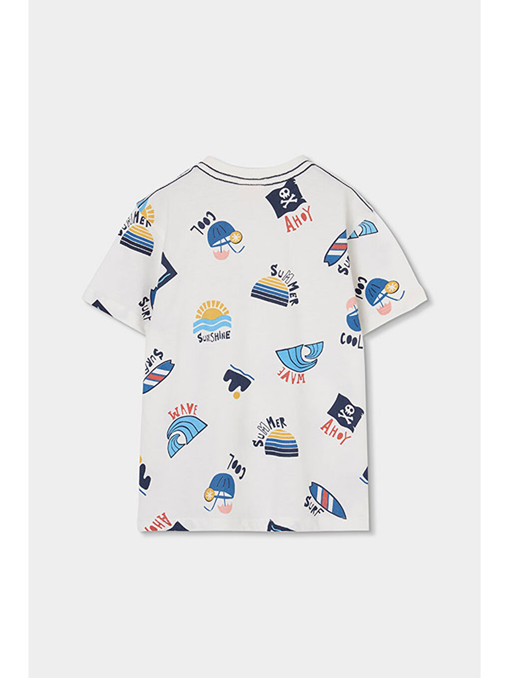 Surf Desenli Tshirt 2-6 Yaş Beyaz-1
