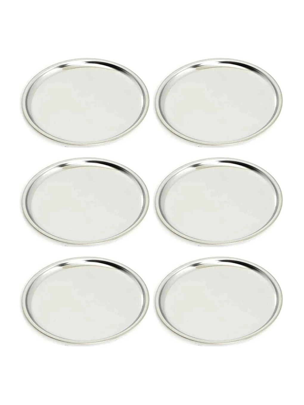 Gri Paslanmaz Çelik 6 Adet 23 cm Yuvarlak Servis Tabağı