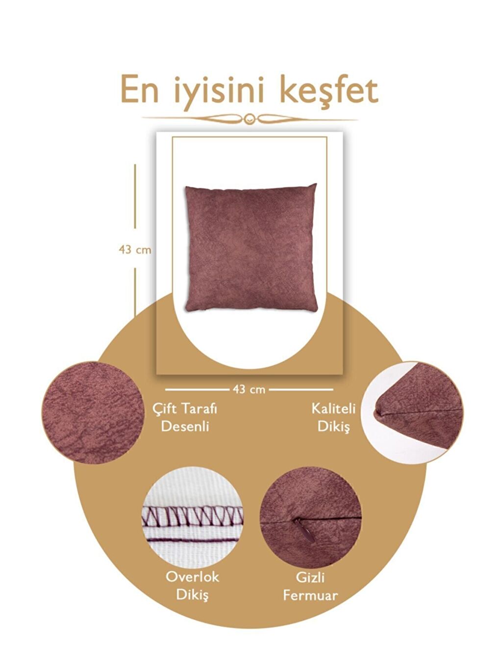 Mürdüm Kırlent Kılıfı Dekoratif Kadifemsi Etnik Inta 301-5