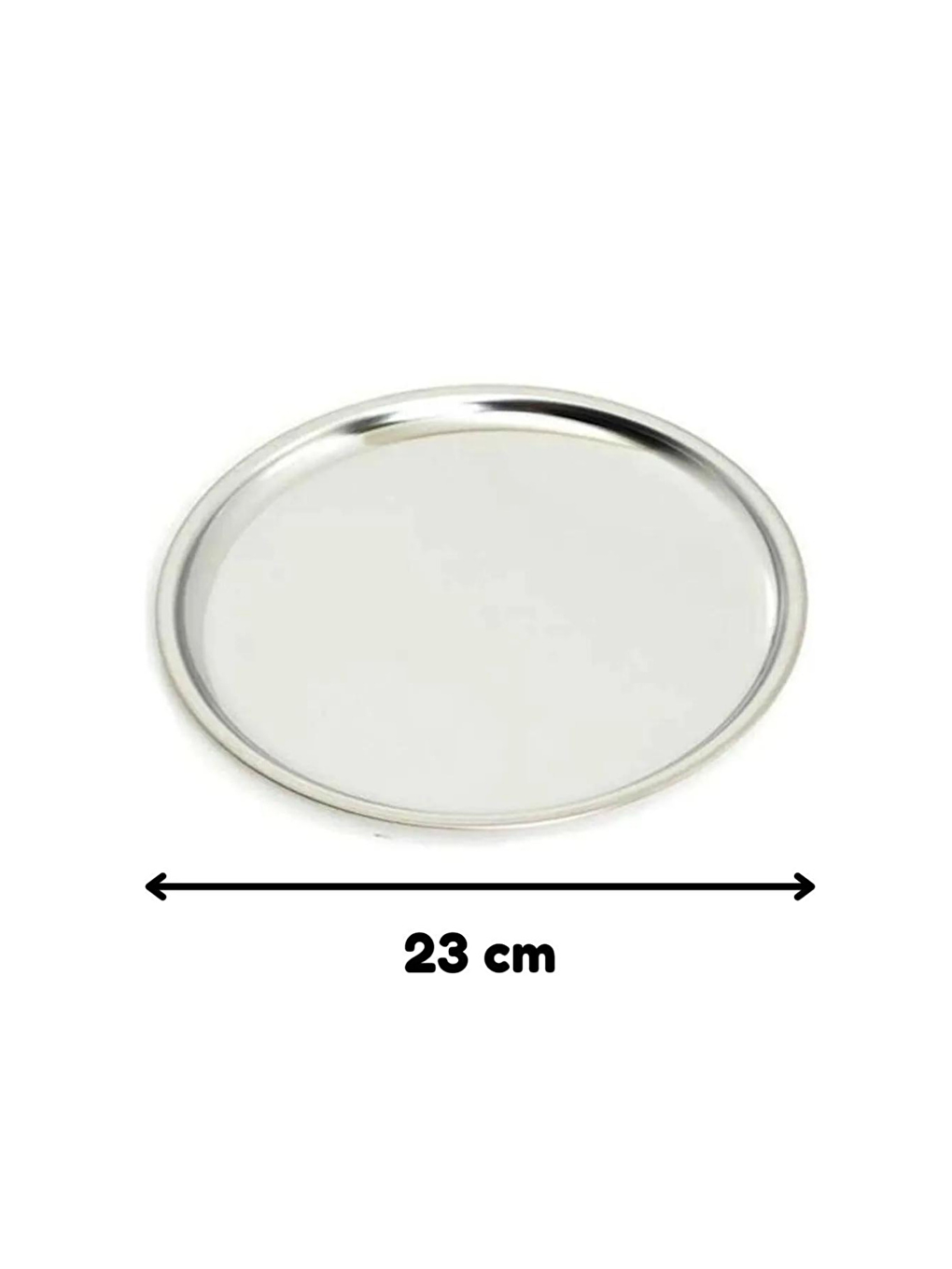 Gri Paslanmaz Çelik 6 Adet 23 cm Yuvarlak Servis Tabağı-2