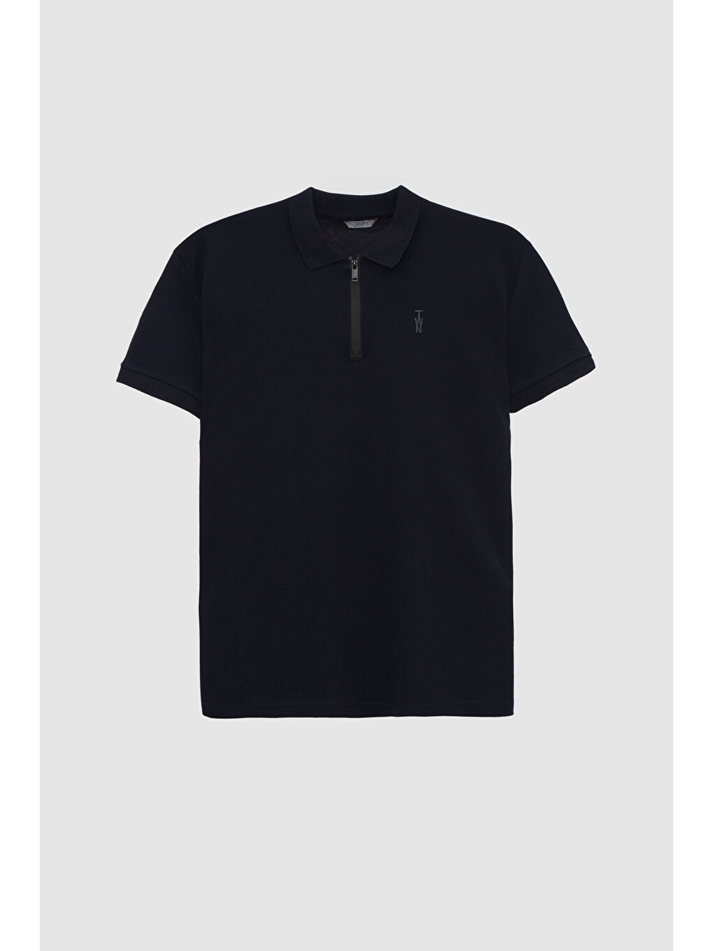 Slim Fit Lacivert Pike Dokulu Yarım Fermuarlı Polo Yaka T-Shirt-4