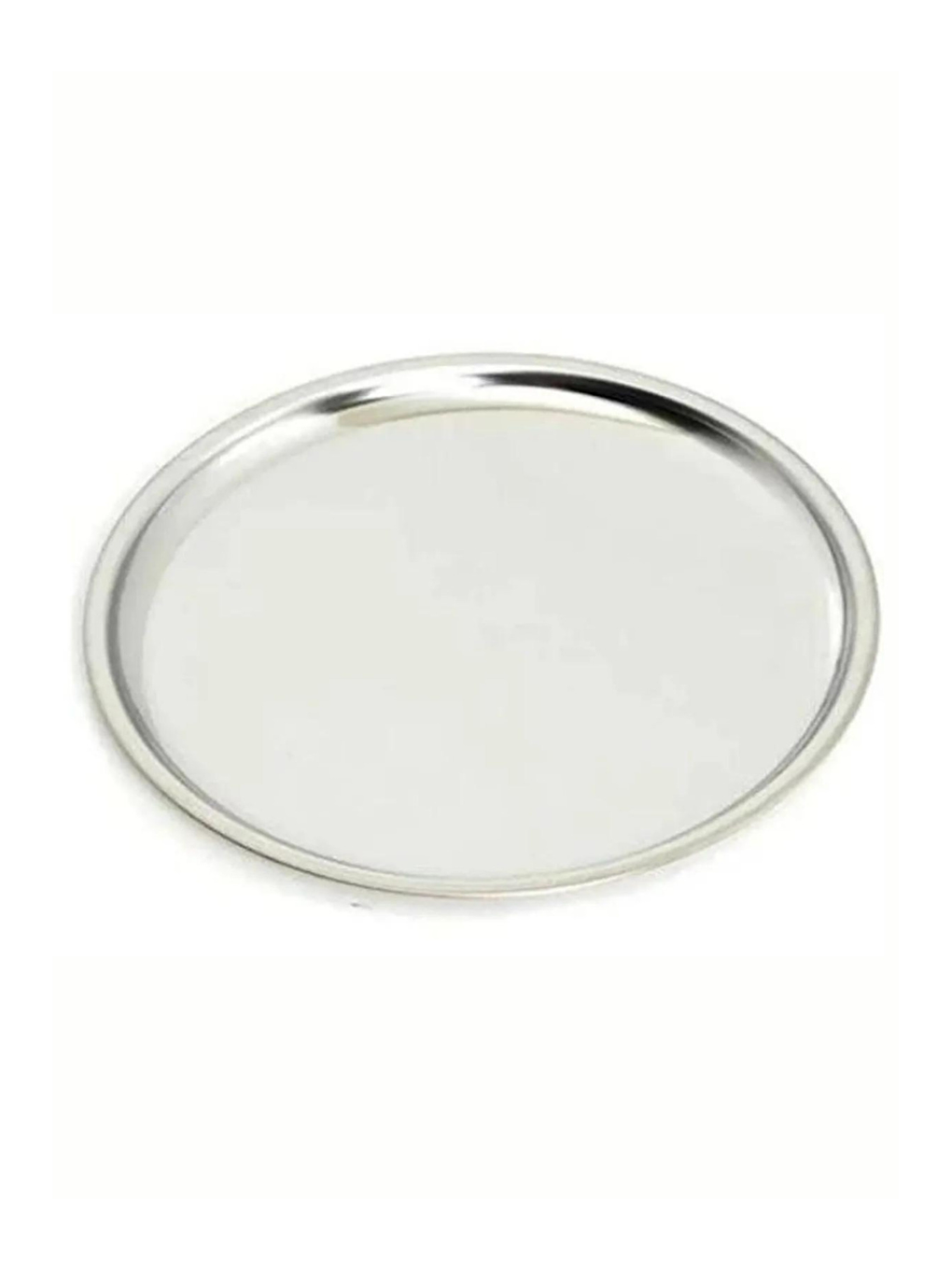 Gri Paslanmaz Çelik 6 Adet 25 cm Yuvarlak Servis Tabağı-3