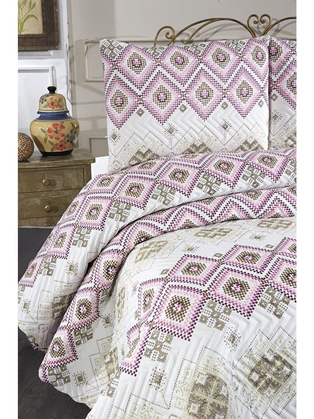 Karışık Ultrasonik Kapitoneli Ferda Çift Kişilik Yatak Örtüsü-1