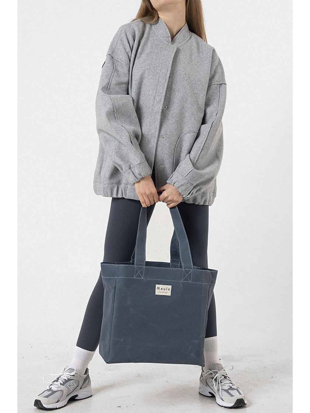 İndigo Maule Ortaboy Mumlu Kanvas %100 Pamuk Kadın Omuz Çantası Tote Bag-2